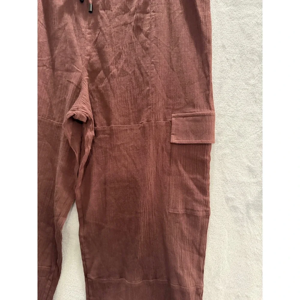 NWT Sanctuary Cargo Pants Womens Espresso Brown Textured Coverup Small $79
